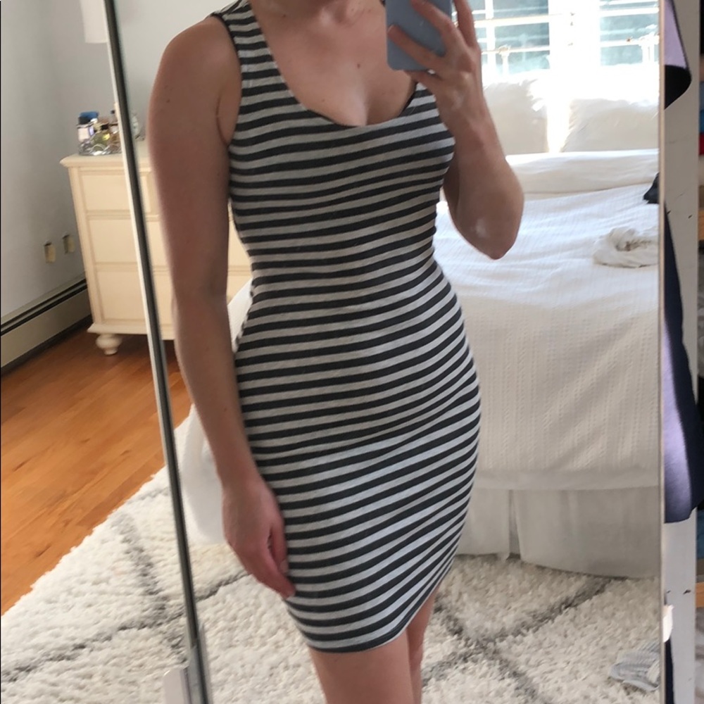 Charlotte Russe striped fitted open back dress